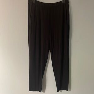 Eileen Fisher solid black/viscose spandex jersey pull on pants with pockets. SzS